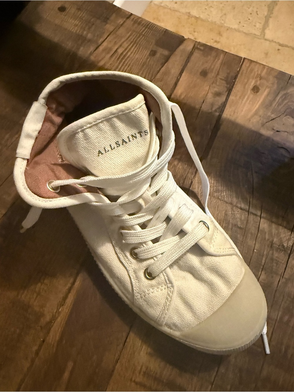 AllSaints Women's Off-White Canvas High-Top Sneaker